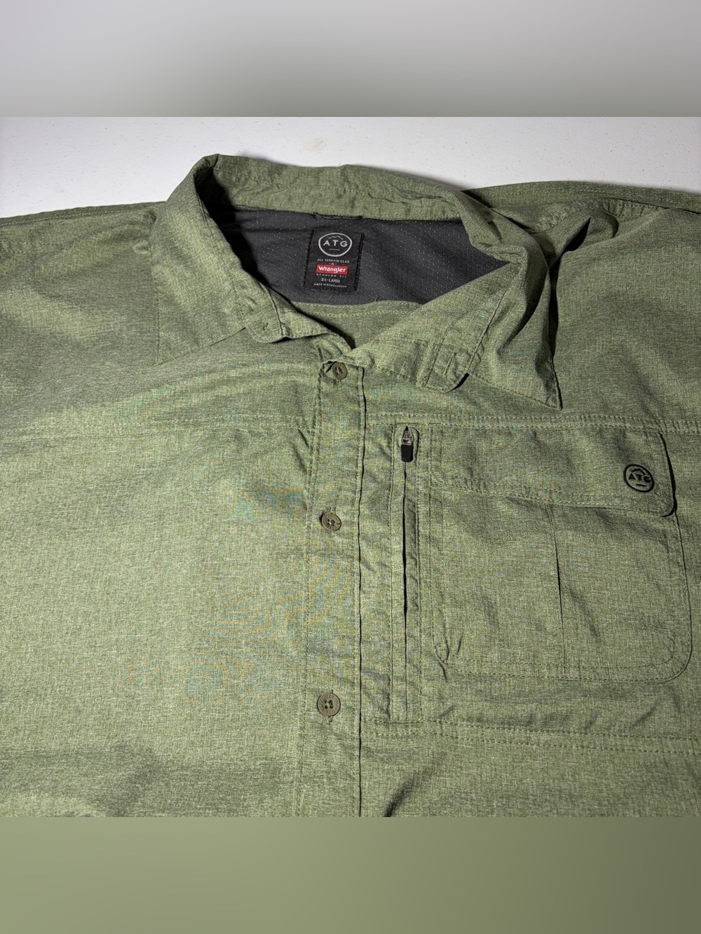 Wrangler Men's Short Sleeve Regular Fit Shirt Button Up Green Size 3XL